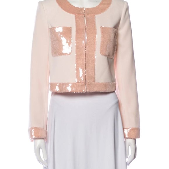 CINQ À SEPT! Ruthy Sequin Stripe Jacket and  Pants in Pink/ Travertine (SET) - Picture 3 of 17